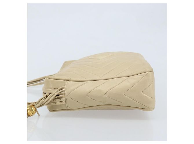 Borsa a Spalla CHANEL in Pelle di Pecora Beige Oro CC Auth BA11562A D'oro - vista 4
