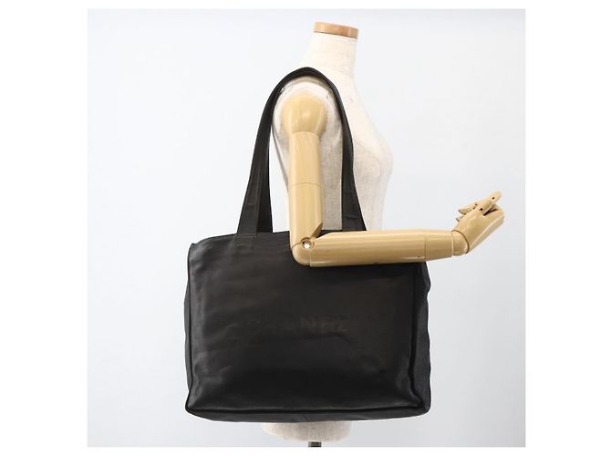 Borsa Tote in pelle nera CHANEL CC Auth bs34155 Nero - vista 21