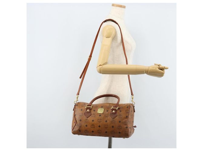 Bolso MCM Logogram Vicetos de cuero PVC 2 en 1 marrón dorado Auth BSZ275 Castaño - vista 25