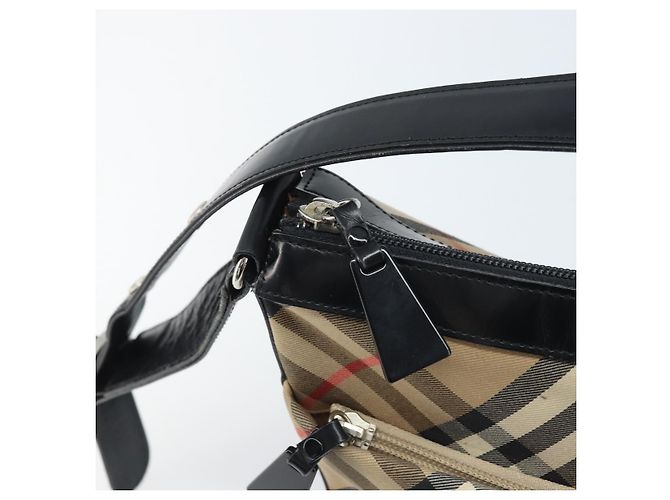Burberrys Nova Check Schultertasche aus Canvas Beige Silber Authentisch BA11709 - Ansicht 10