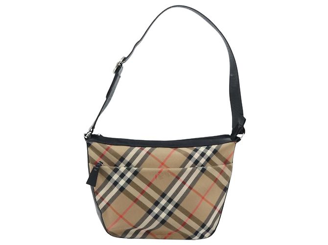 Burberrys Nova Check Schultertasche aus Canvas Beige Silber Authentisch BA11709 - Ansicht 13