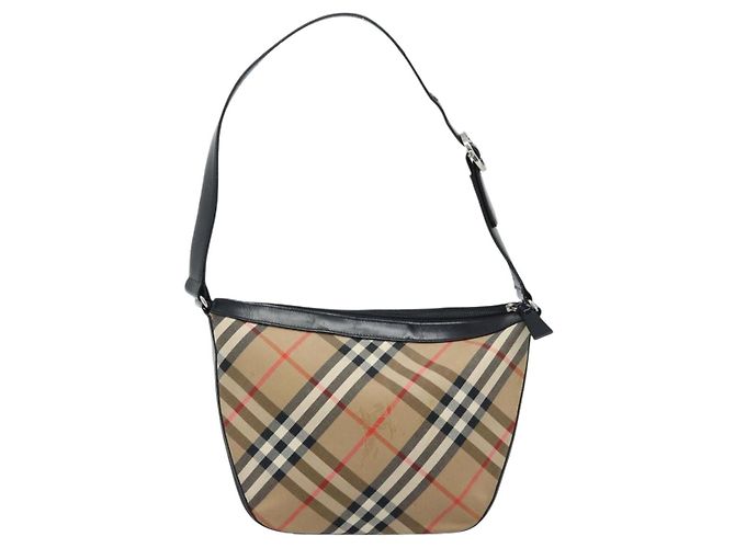 Burberrys Nova Check Schultertasche aus Canvas Beige Silber Authentisch BA11709 - Ansicht 2