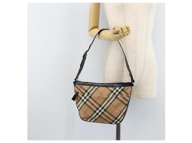 Burberrys Nova Check Schultertasche aus Canvas Beige Silber Authentisch BA11709 - Ansicht 23