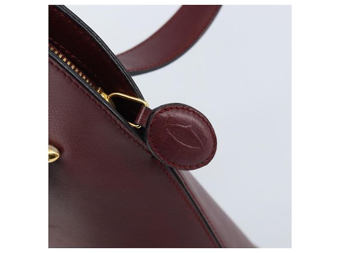 Cartier Borsa a mano in pelle bordeaux oro Auth gh1976 D'oro Bordò - vista 10