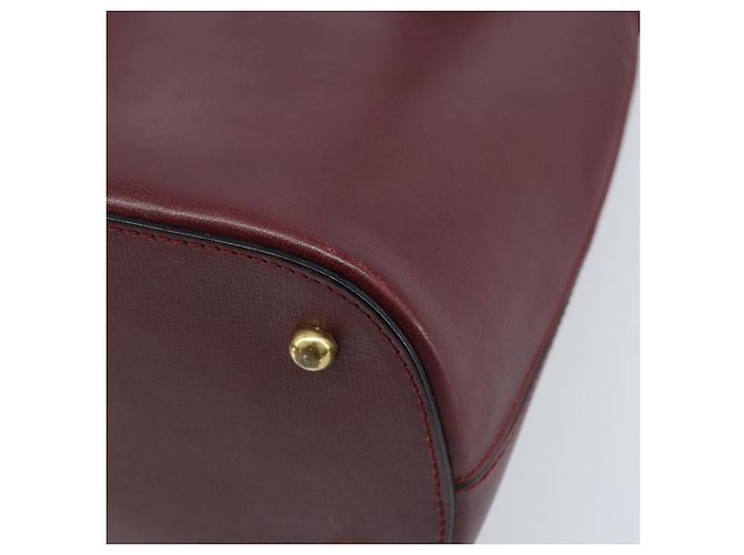 Cartier Borsa a mano in pelle bordeaux oro Auth gh1976 D'oro Bordò - vista 14