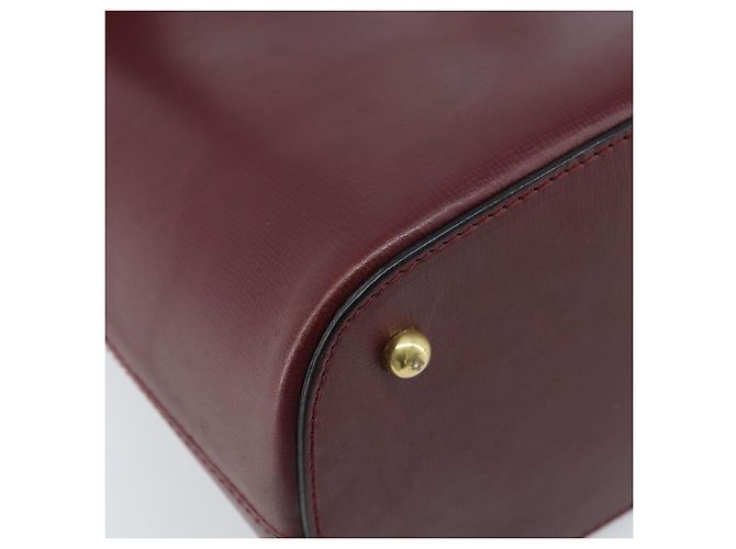Cartier Borsa a mano in pelle bordeaux oro Auth gh1976 D'oro Bordò - vista 15
