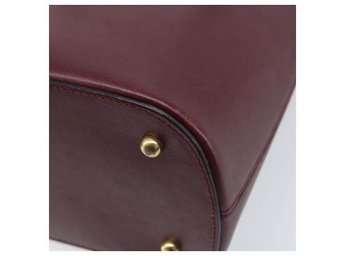Cartier Borsa a mano in pelle bordeaux oro Auth gh1976 D'oro Bordò - vista 16