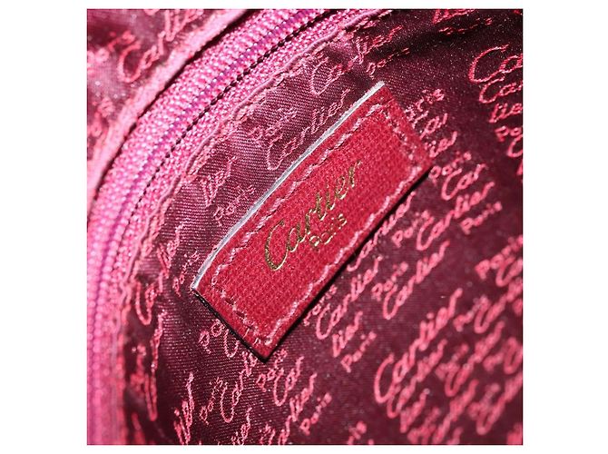 Cartier Borsa a mano in pelle bordeaux oro Auth gh1976 D'oro Bordò - vista 17