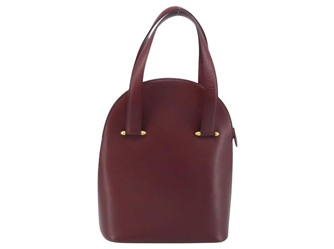 Cartier Borsa a mano in pelle bordeaux oro Auth gh1976 D'oro Bordò - vista 2