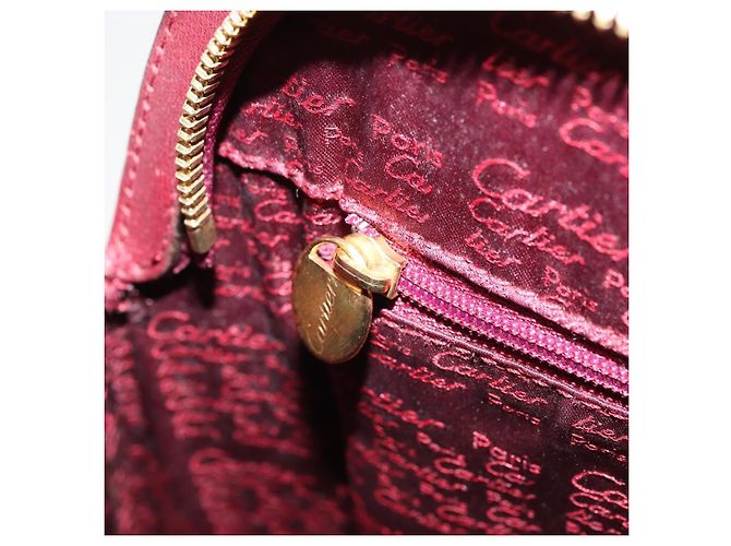 Cartier Borsa a mano in pelle bordeaux oro Auth gh1976 D'oro Bordò - vista 20