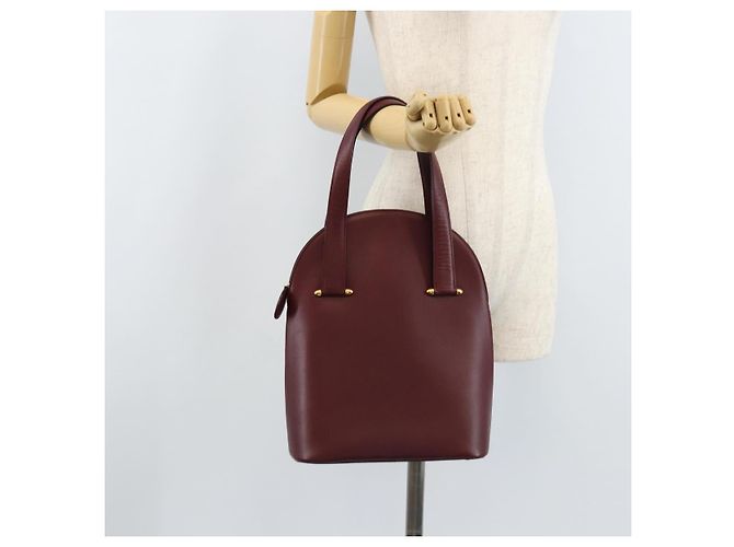 Cartier Borsa a mano in pelle bordeaux oro Auth gh1976 D'oro Bordò - vista 22
