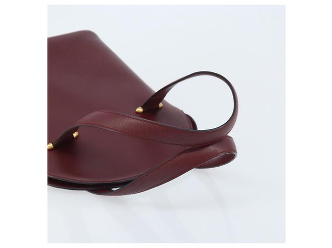 Cartier Borsa a mano in pelle bordeaux oro Auth gh1976 D'oro Bordò - vista 7