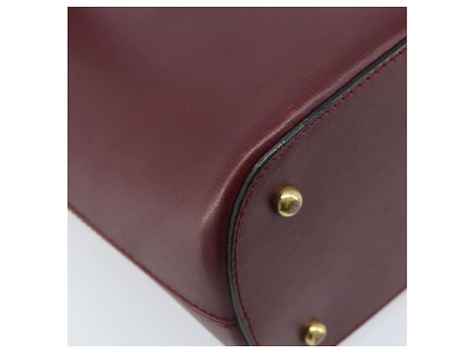 Cartier Borsa a mano in pelle bordeaux oro Auth gh1976 D'oro Bordò - vista 9