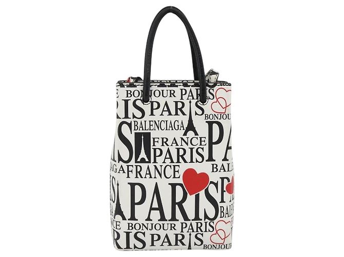 Borsa a spalla in pelle bianca BALENCIAGA con supporto per telefono, modello 593826 Auth BAZ443A Bianco - vista 13