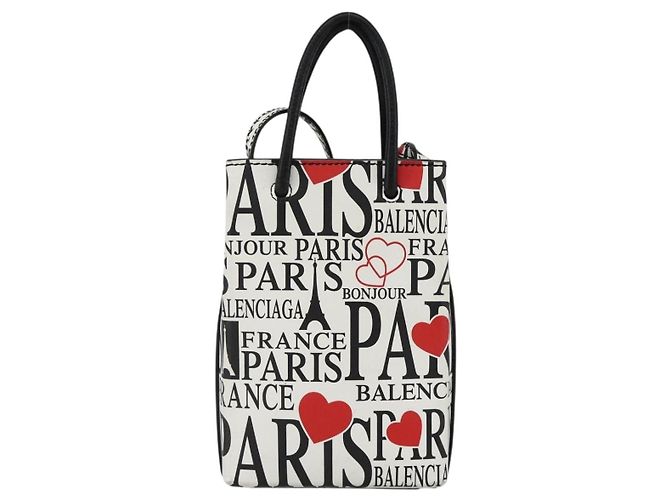 Borsa a spalla in pelle bianca BALENCIAGA con supporto per telefono, modello 593826 Auth BAZ443A Bianco - vista 2
