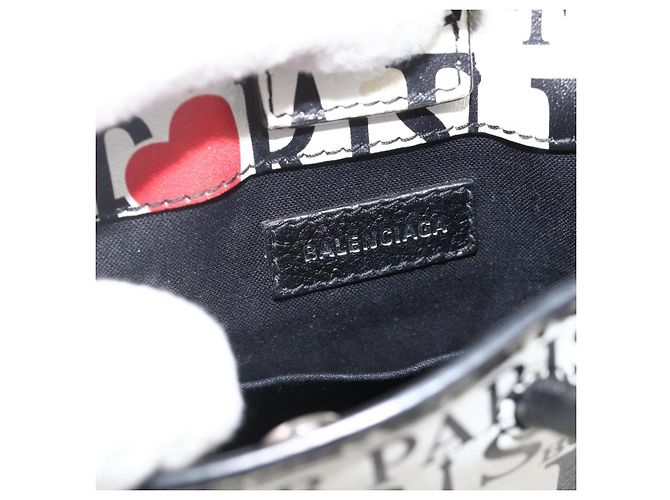 Borsa a spalla in pelle bianca BALENCIAGA con supporto per telefono, modello 593826 Auth BAZ443A Bianco - vista 22