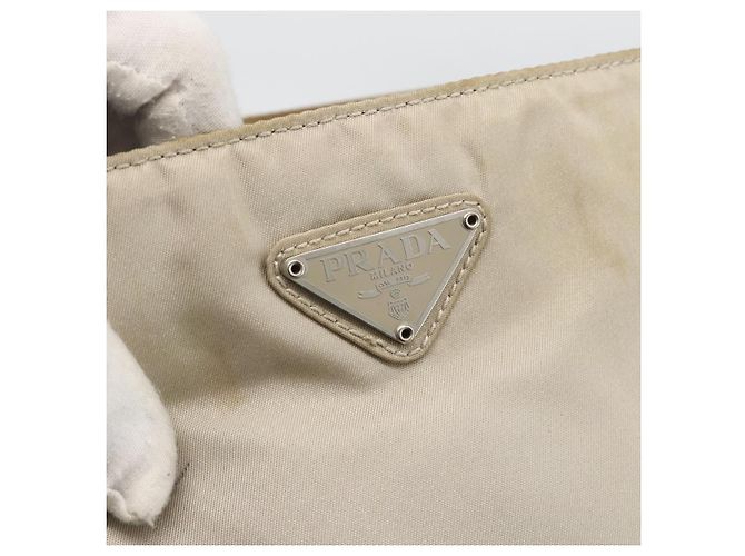 PRADA Borsa a mano in nylon beige argento autentica bs34102 - vista 17