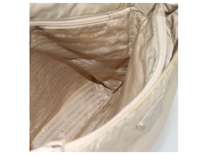PRADA Borsa a mano in nylon beige argento autentica bs34102 - vista 18