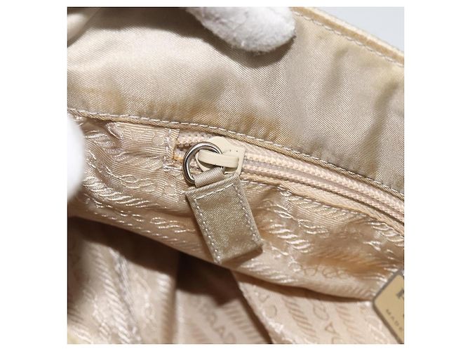 PRADA Borsa a mano in nylon beige argento autentica bs34102 - vista 20