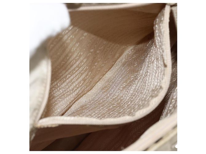 PRADA Borsa a mano in nylon beige argento autentica bs34102 - vista 21