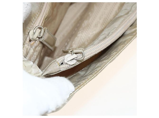 PRADA Borsa a mano in nylon beige argento autentica bs34102 - vista 22