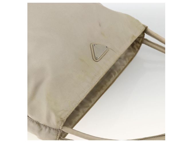 PRADA Borsa a mano in nylon beige argento autentica bs34102 - vista 6