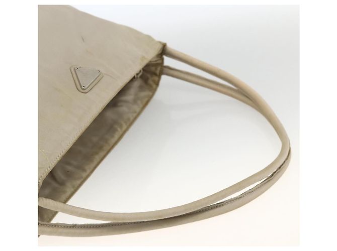 PRADA Borsa a mano in nylon beige argento autentica bs34102 - vista 7