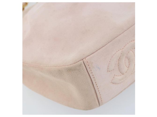 Borsa a Spalla con Catena CHANEL Camoscio Rosa Oro CC Auth AMZ167A D'oro - vista 14
