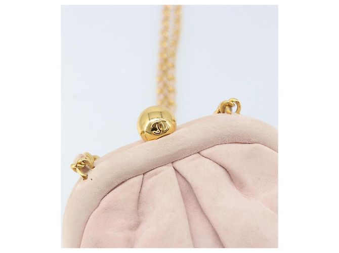 Borsa a Spalla con Catena CHANEL Camoscio Rosa Oro CC Auth AMZ167A D'oro - vista 17