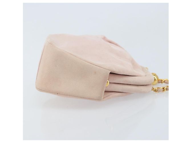Borsa a Spalla con Catena CHANEL Camoscio Rosa Oro CC Auth AMZ167A D'oro - vista 3