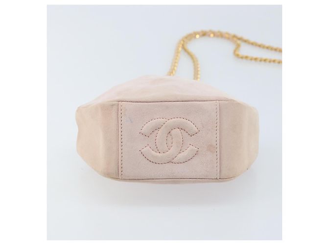 Borsa a Spalla con Catena CHANEL Camoscio Rosa Oro CC Auth AMZ167A D'oro - vista 5