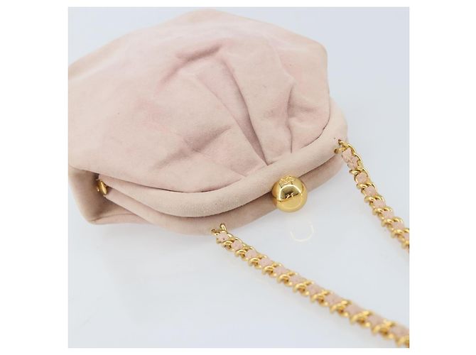 Borsa a Spalla con Catena CHANEL Camoscio Rosa Oro CC Auth AMZ167A D'oro - vista 6