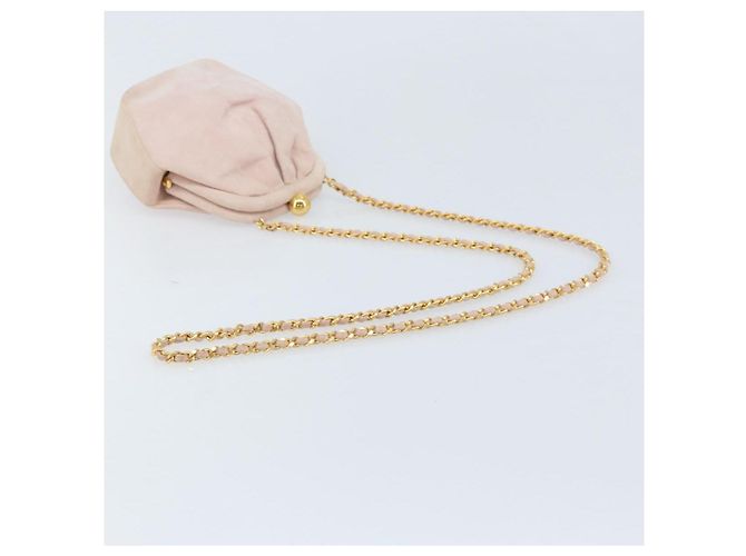 Borsa a Spalla con Catena CHANEL Camoscio Rosa Oro CC Auth AMZ167A D'oro - vista 7