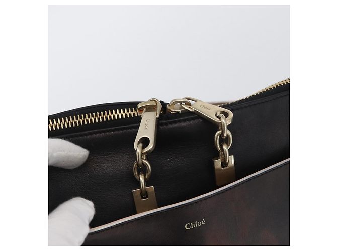 Borsa a Spalla in Pelle Chloé con Catena Bronzo Oro Auth BSZ219 D'oro - vista 10