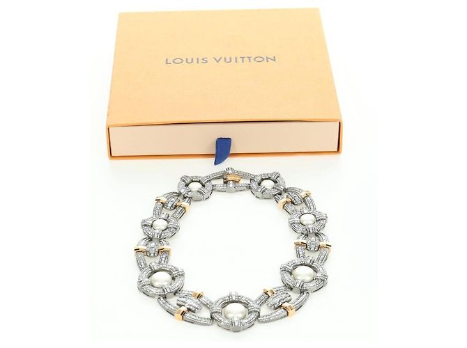 Louis Vuitton COLLAR LV WINDSOR metal tono plateado MP2199 LV Auth LNZ615SM - vista 12