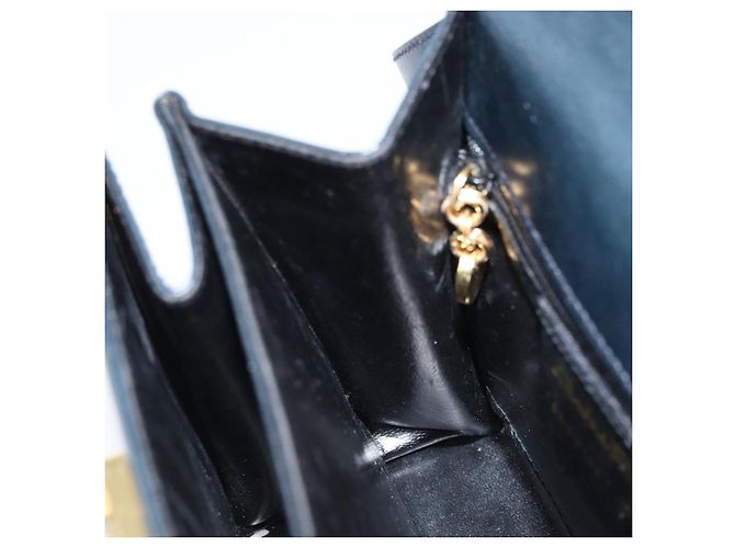 Borsa a mano in pelle Gancini Salvatore Ferragamo 2 in 1 Blu Navy Oro Auth gh1925 - vista 22