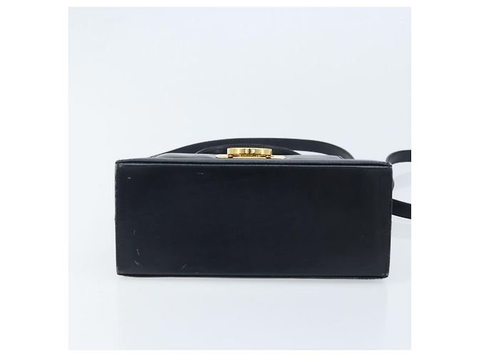 Borsa a mano in pelle Gancini Salvatore Ferragamo 2 in 1 Blu Navy Oro Auth gh1925 - vista 5