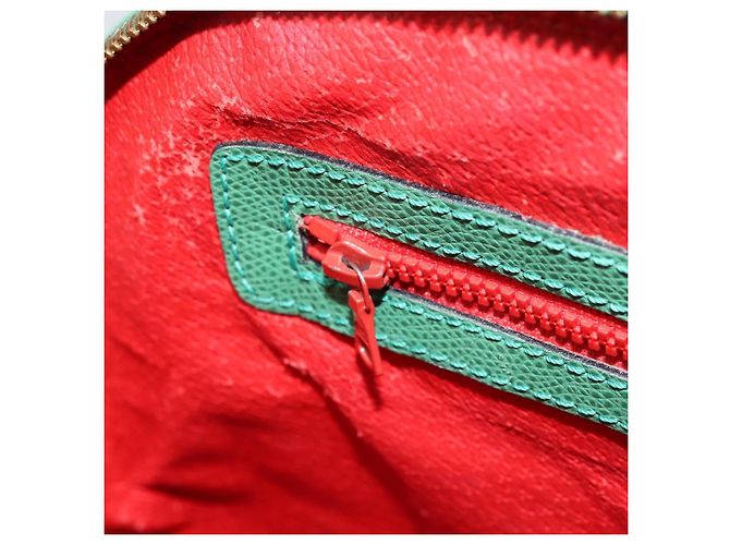 Céline Borsa a mano CELINE in pelle 2 in 1 verde oro Auth AMZ034A D'oro - vista 23