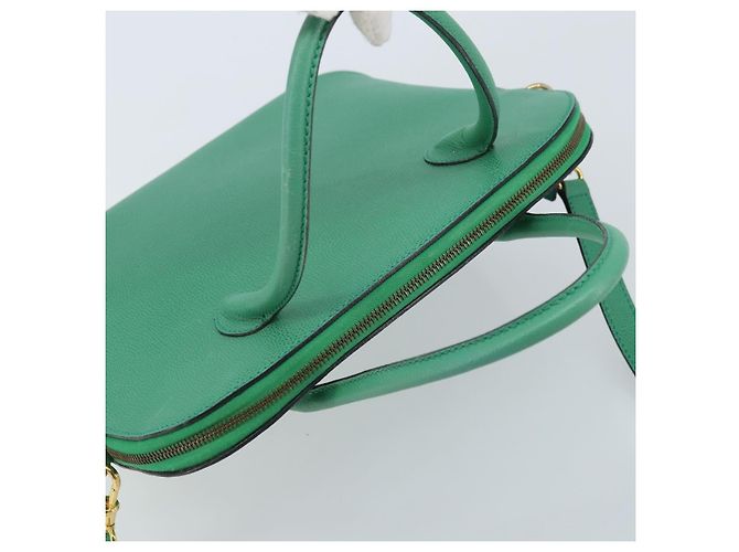Céline Borsa a mano CELINE in pelle 2 in 1 verde oro Auth AMZ034A D'oro - vista 6