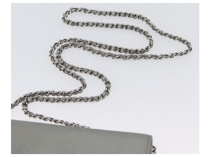 Borsa a spalla con catena CHANEL Pelle Argento CC Auth ka3340SAV - vista 14