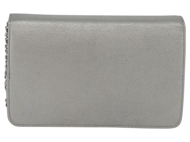 Borsa a spalla con catena CHANEL Pelle Argento CC Auth ka3340SAV - vista 2