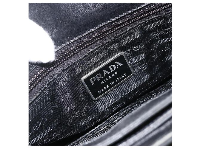 Borsa Tote Prada in nylon nero argento Auth BSZ009 - vista 10