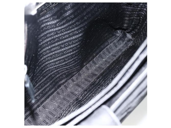 Borsa Tote Prada in nylon nero argento Auth BSZ009 - vista 11