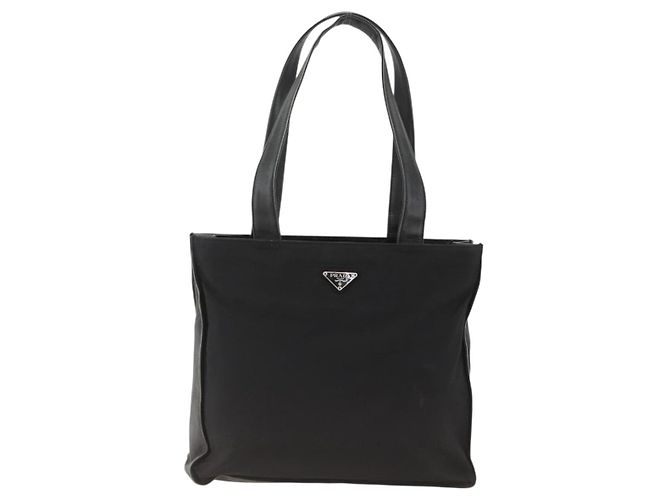 Borsa Tote Prada in nylon nero argento Auth BSZ009 - vista 13