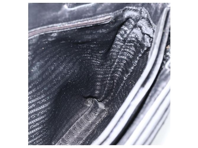 Borsa Tote Prada in nylon nero argento Auth BSZ009 - vista 18