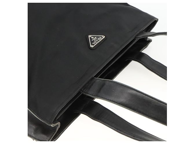 Borsa Tote Prada in nylon nero argento Auth BSZ009 - vista 6
