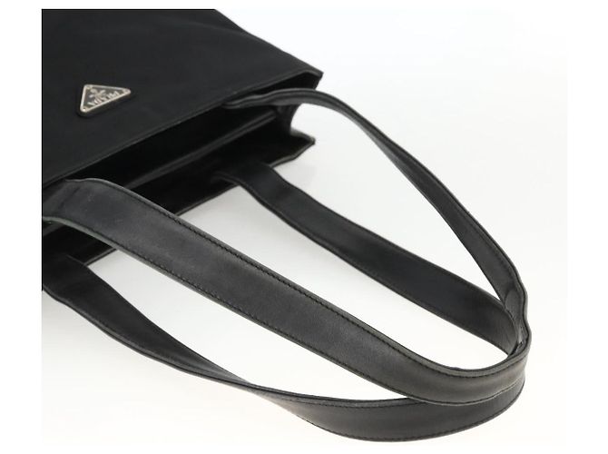 Borsa Tote Prada in nylon nero argento Auth BSZ009 - vista 7