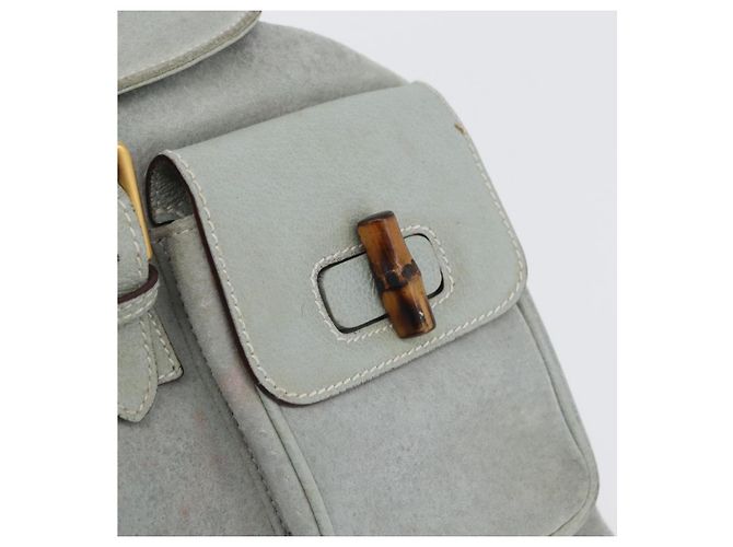 Bamboo Zaino in bambù GUCCI in suede blu chiaro oro 003 2058 0016 Auth LNZ552 D'oro - vista 22