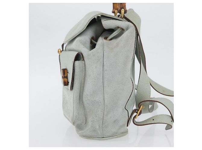 Bamboo Zaino in bambù GUCCI in suede blu chiaro oro 003 2058 0016 Auth LNZ552 D'oro - vista 3