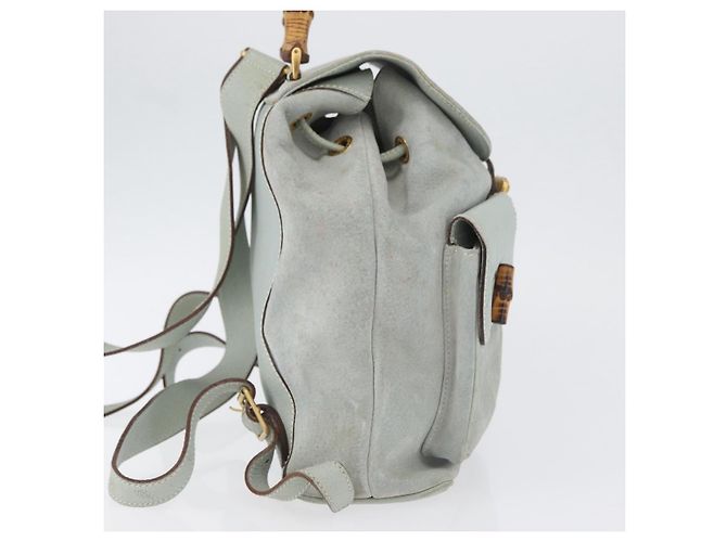 Bamboo Zaino in bambù GUCCI in suede blu chiaro oro 003 2058 0016 Auth LNZ552 D'oro - vista 4